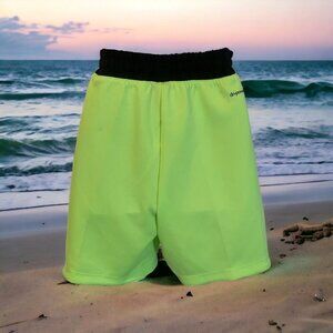 Russell Boys Lime Green Black Knit Shorts Size M8 Drawstring Waist
